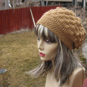 CROCHET PATTERN PDF - Instant Digital Download - Cinnamon Bobbled Crochet Slouchy Hat CaN sell finished pieces