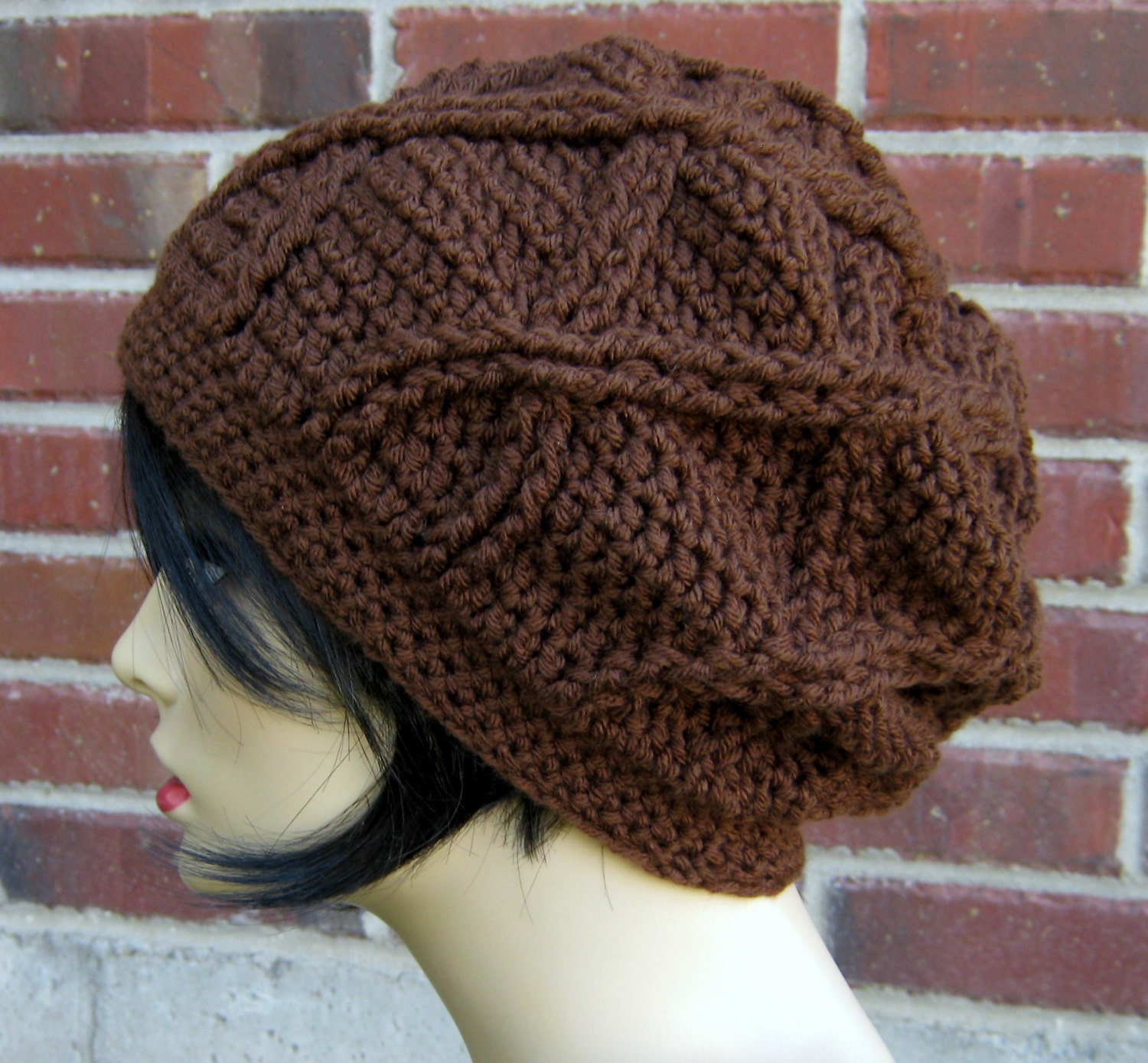PDF CROCHET PATTERN Cabled Flower Slouchy Hat, Women’s Crochet Hat ...