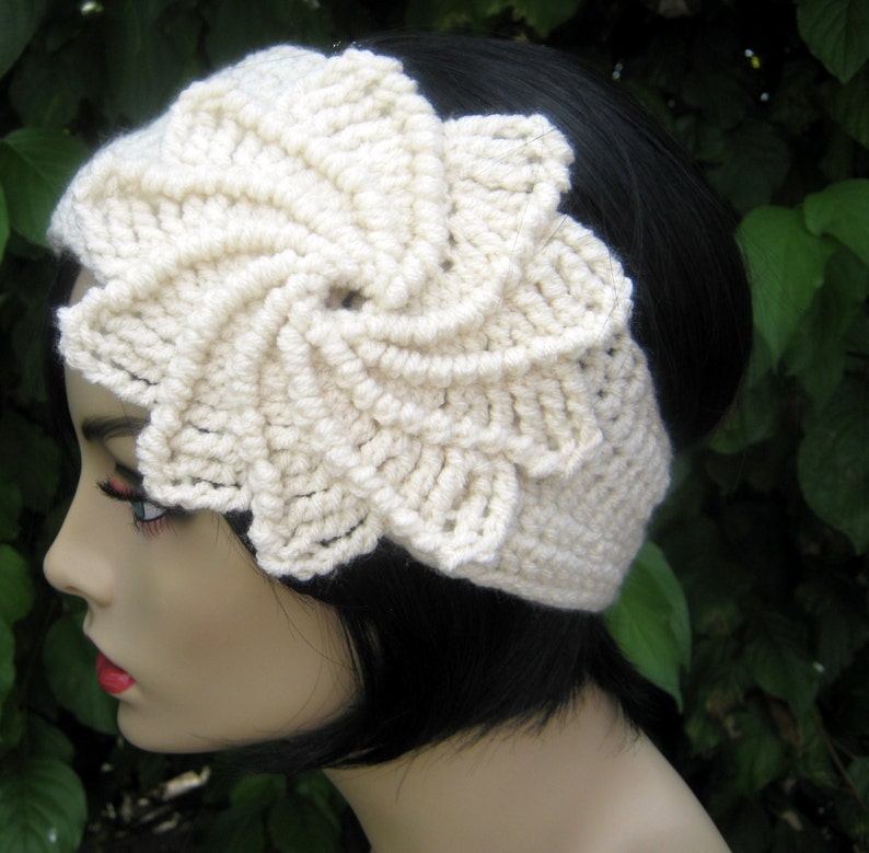 CROCHET PATTERN PDF, Crocheted spiral flower headband / earwarmer / headwrap CaN Sell Finished pieces, instant download, yarntwisted image 4