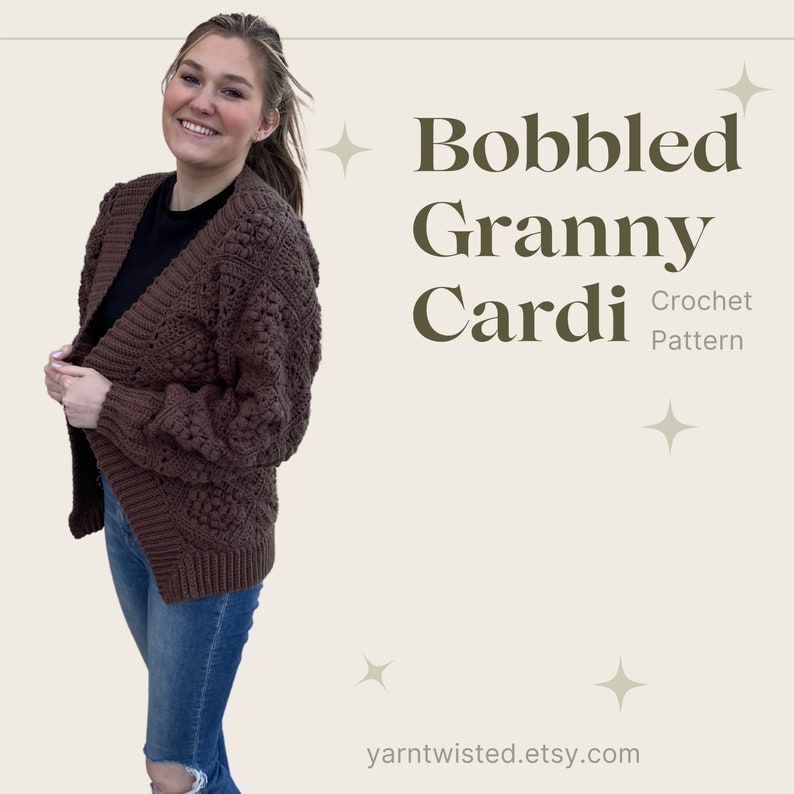 Bobbled Granny Crochet Cardigan Pattern Crochet Pattern Women's Cardigan Teen Sweater Chunky Crochet Textured, Bobbles image 2