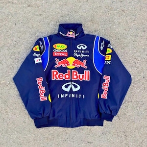 Adult F1 Vintage Racing Redbull Performance Racing Jacket Embroidered Cotton Padded Blue Redbull Jacket