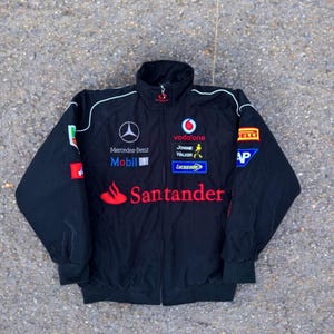 Unisex Adult Mercedes Benz Jacket Black Embroidered Cotton Black Mercedes jacket F 1 Racing Jacket