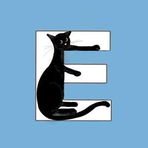 E CAT Carte Postale Alphabet Chat Lettre