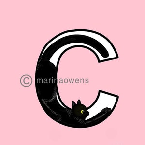 C CAT Carte Postale Alphabet Chat Lettre