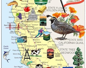 California State Wall Map Large Print Poster - 24