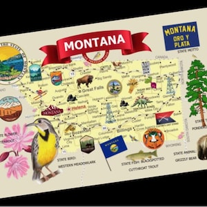 Cartolina con mappa del MONTANA