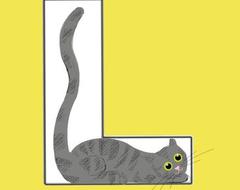L CAT Postcard Alphabet Cat Letter
