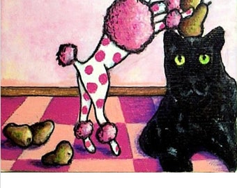 PINK POLKADOT POODLE Postcard