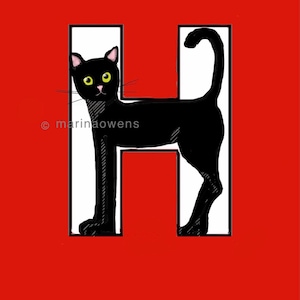 H CAT Carte Postale Alphabet Chat Lettre