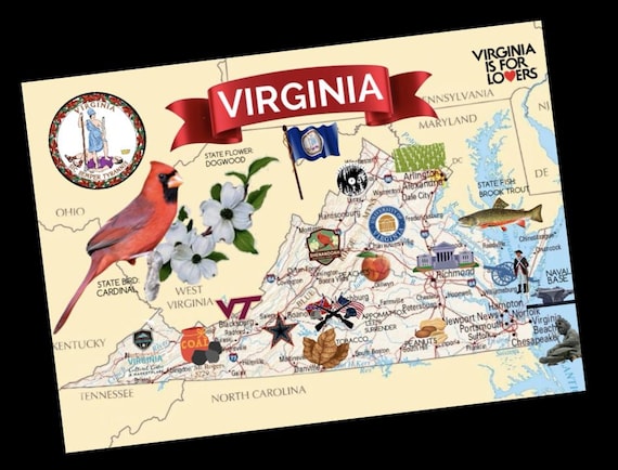 VIRGINIA Map Postcard