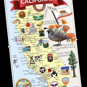 MAPPA DELLA CALIFORNIA Cartolina