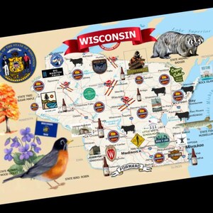 Cartolina con mappa del WISCONSIN