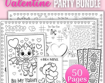 Paquete para fiesta de San Valentín en el aula Tarjetas de actividades de San Valentín Manualidades de San Valentín Recuerdos para fiesta de San Valentín Dibujos para colorear de San Valentín Tarjetas para colorear en el aula