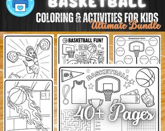Páginas para colorear de baloncesto Actividades de baloncesto para niños Hojas de trabajo de baloncesto Hojas para colorear de baloncesto Recuerdos de fiesta de cumpleaños de baloncesto