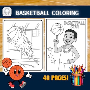 Basketball Coloring Pages Basketball Placemat Worksheets Basketball Party Favors Basketball Birthday Decorations NBA Coloring Pages