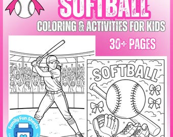 Páginas para colorear de softbol Actividades de softbol para niñas Libro para colorear de softbol Libro para colorear de béisbol para niñas Deportes Equipo de softbol para niñas