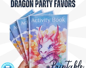 Recuerdos para fiestas de cumpleaños, decoraciones para fiestas de cumpleaños de dragones, páginas para colorear de dragones, juegos de cumpleaños de dragones, regalo de cumpleaños para niños, libro de dragones para niñas y niños.