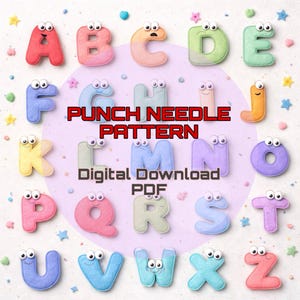 Patrones del alfabeto con aguja perforadora (PDF): Plantillas de letras de la A a la Z (Descarga digital)