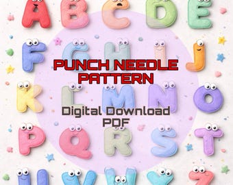 Punch Needle Alphabet Patterns PDF – A to Z Letter Templates – Digital Download