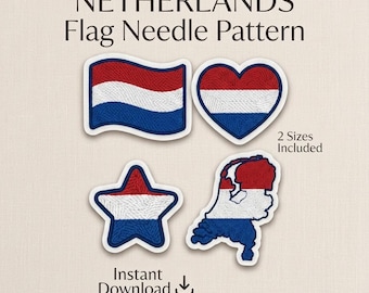 NETHERLANDS Flag Punch Needle Pattern, Patriotic Coaster Template, Star Map Designs, 2 Sizes, Instant Download, Beginner Friendly Guide