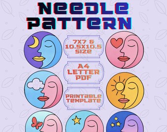 Art Face Punch Needle Pattern, Coaster Template PDF (A4/Letter)