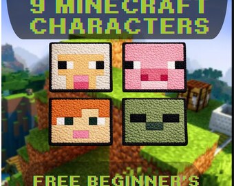 9 Minecraft Punch Needle Pattern + Free Punch Tutorial - Mug Rug Templates - Digital Download