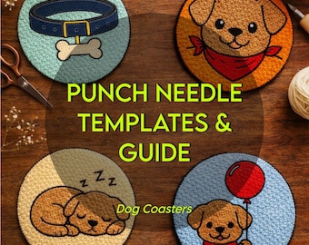 16 Dog Punch Needle Patterns + Tutorial PDF – Beginner Friendly – Instant Download