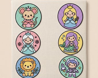 Fairy Tale Punch Needle Pattern Bundle, Beginner Animal Princess Mermaid Designs (Instant Download)
