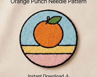 Orange Punch Needle Pattern, Citrus Coaster Template, Round 3 Sizes, Beginner Friendly, (Instant Download PDF)