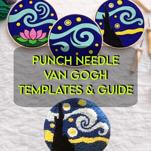 Van Gogh Punch Needle Vorlagen - Untersetzer, Mug Rug Craft Design (Digitaler Download)