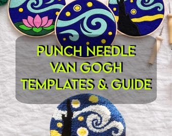 Van Gogh Punch Needle Templates – Coaster, Mug Rug Craft Design (Digital Download)