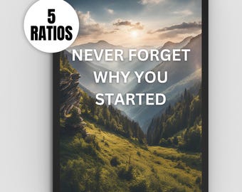 Impresión de montaña motivacional: Arte mural con cita inspiradora (Descarga digital)