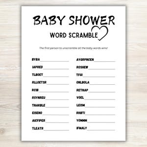 Babyshower Word Scramble, Babyshower Spelletjes, Babyshower Afdrukbaar, Gender Reveal Game, Inkt - woordspeling opslaan, US Letter-formaat, JPG