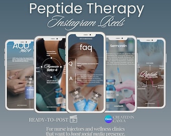 Peptide Therapy Reels: Nurse Injector Social Media Video Templates (Canva)