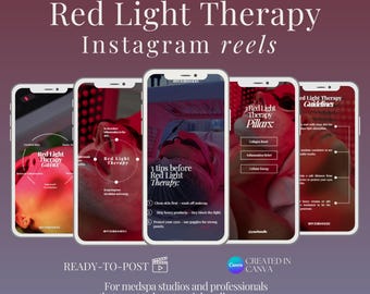 Red Light Therapy Instagram Reel Templates: Social Media Content (Canva)