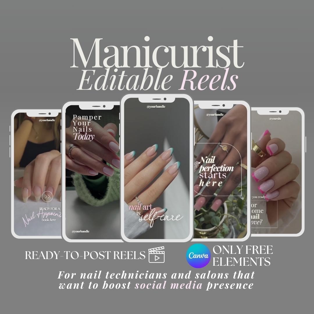 Nail Artist Instagram Reels Templates: Salon Social Media (canva) - Etsy