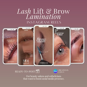Lash Lift and Brow Lamination Reels: Esthetician Social Media Templates (Digital Download)