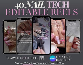 Nail Tech Instagram Video Reels | Nail Artist TikTok Post | Nail Technician Social Media Content | Manicurist posts | Gel Nail Templates