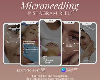 Microneedling Instagram Reel Templates: Social Media Content for Canva (Digital Download)
