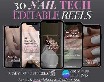Nail Tech Instagram Video Reel Bundle | Nail Artist TikTok Post | Nail Technician Social Media Content | Manicurist Post | Gel Nail Template