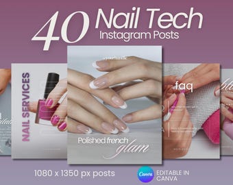 Nail Tech Instagram Posts: Manicurist Social Media Templates (Canva)