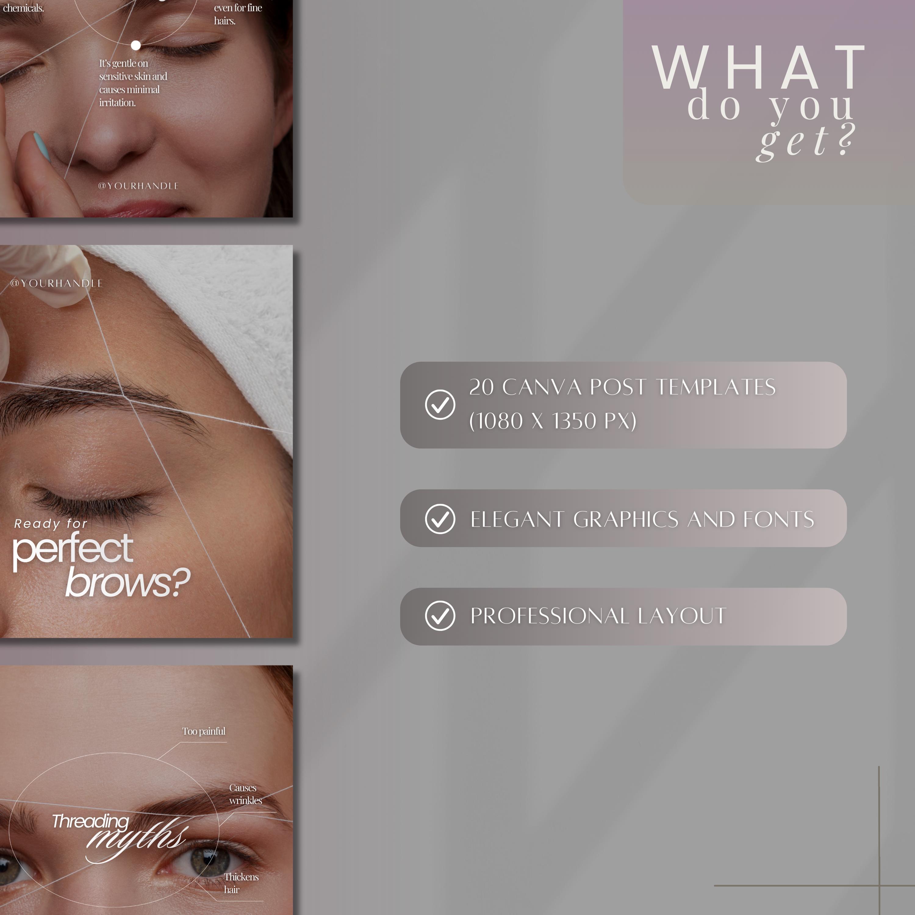 Brow Threading Instagram Post Templates: Brow Tech Social Media Content ...