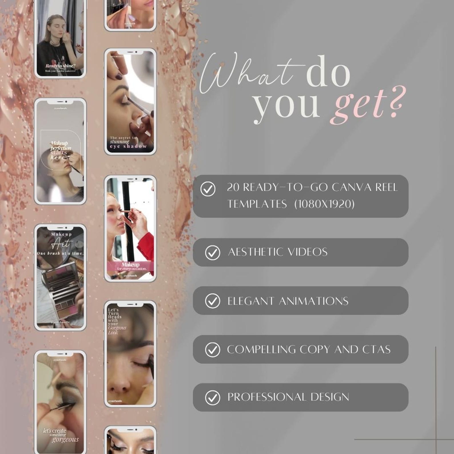 MUA Instagram & Tiktok Reel Templates | Luxury Makeup Artist Story ...