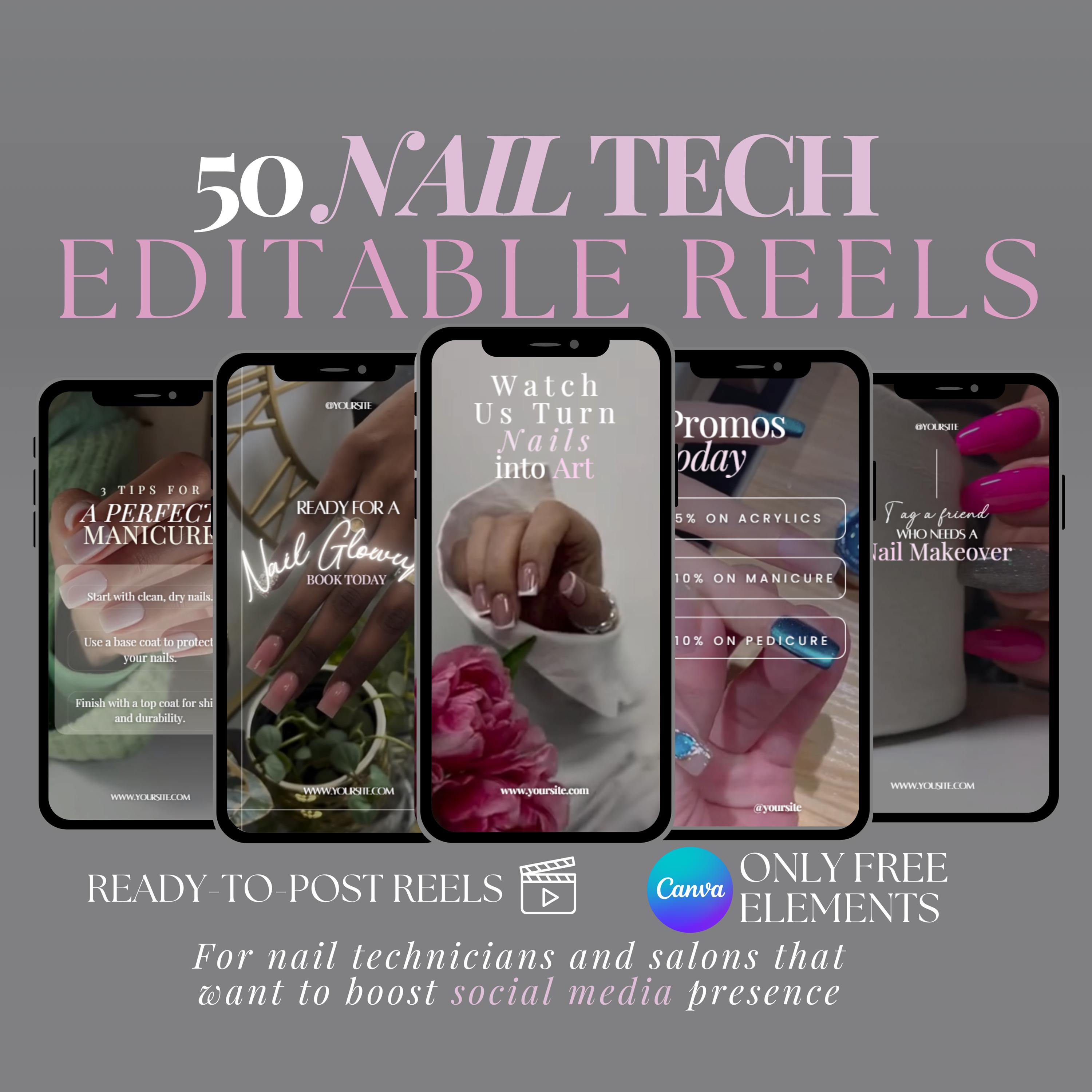 Nail Tech Instagram Video Reels | Nail Artist TikTok Post | Nail Technician Social Media Post | Manicurist posts | Gel Nail Templates