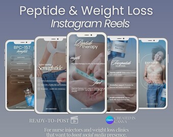 Peptide Weight Loss Reels: Social Media Video Templates (Canva)