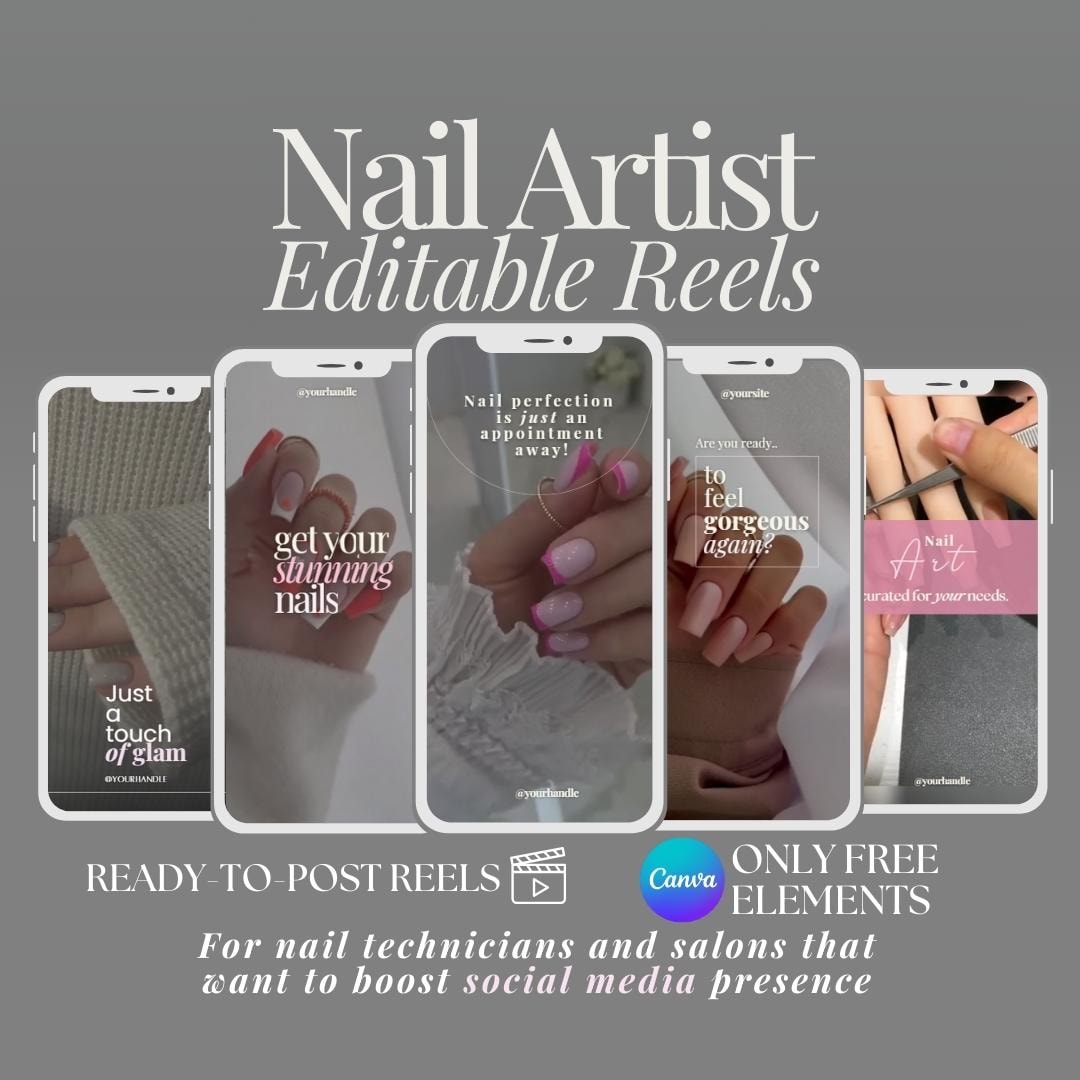 Nail Artist Instagram Reels Templates: Salon Social Media (canva Editable) - Etsy