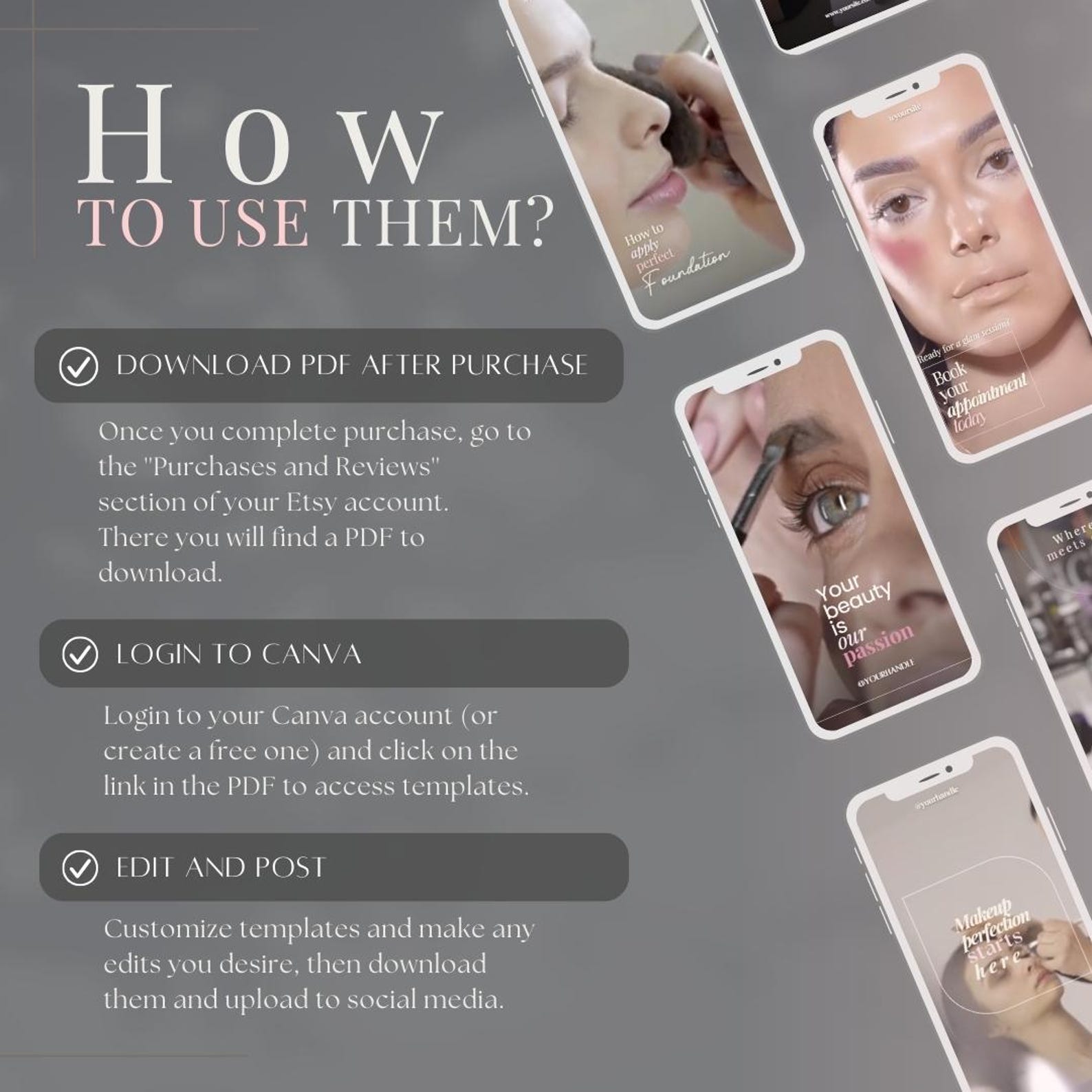 MUA Instagram & Tiktok Reel Templates | Luxury Makeup Artist Story ...