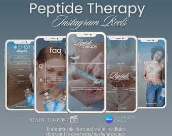 Peptide Therapy Reel Templates: Nurse Injector Social Media Videos (Canva)