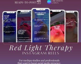 Red Light Therapy Reel Templates: Social Media Content for Canva (Digital Download)