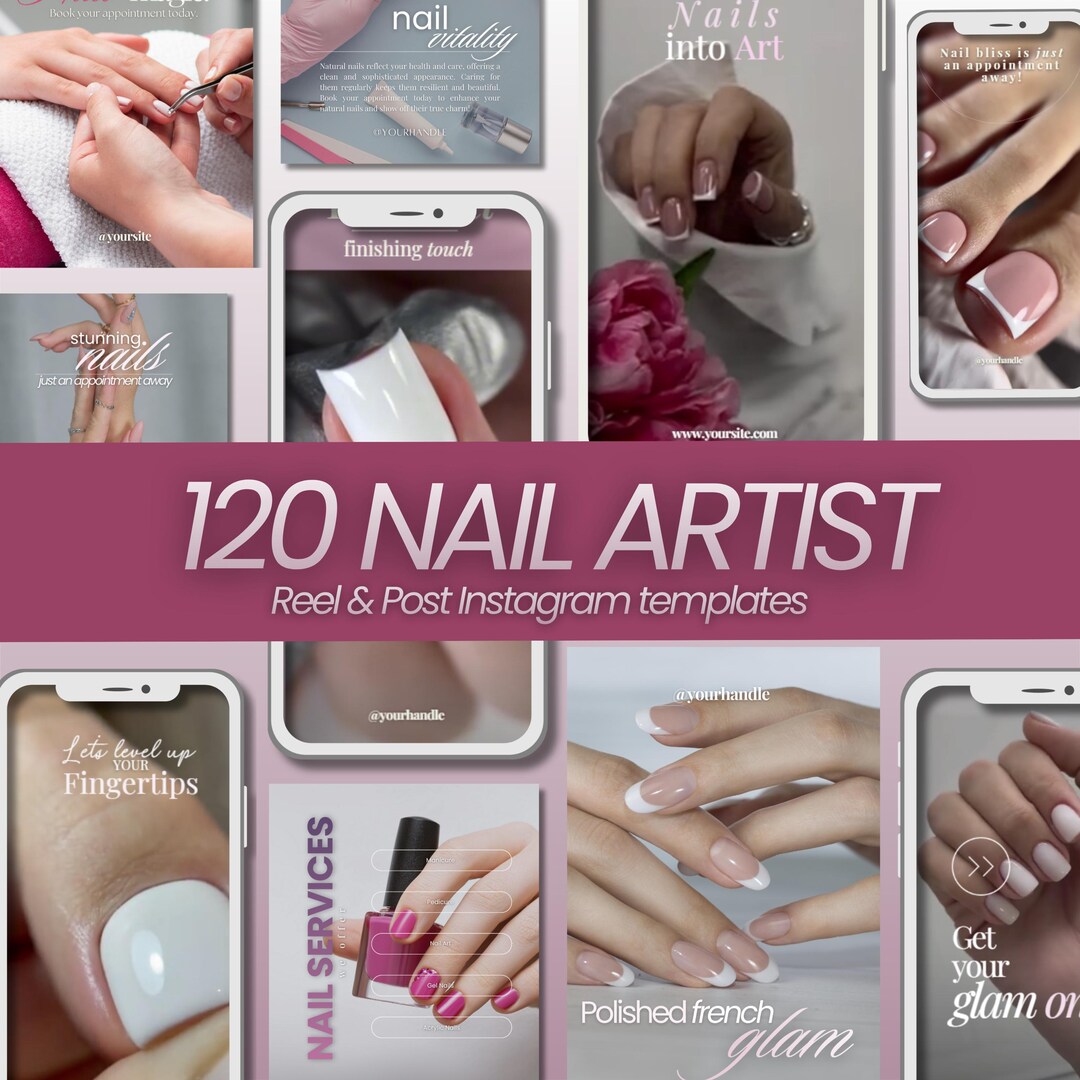 Nail Techician Instagram Posts and Reels: Manicure Social Media Templates (canva) - Etsy